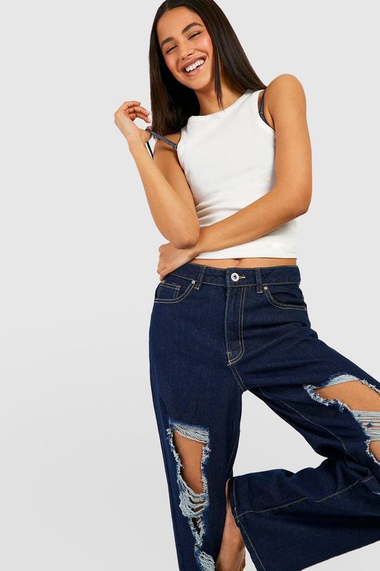 Basics Mid Rise Ripped Boyfriend Jeans