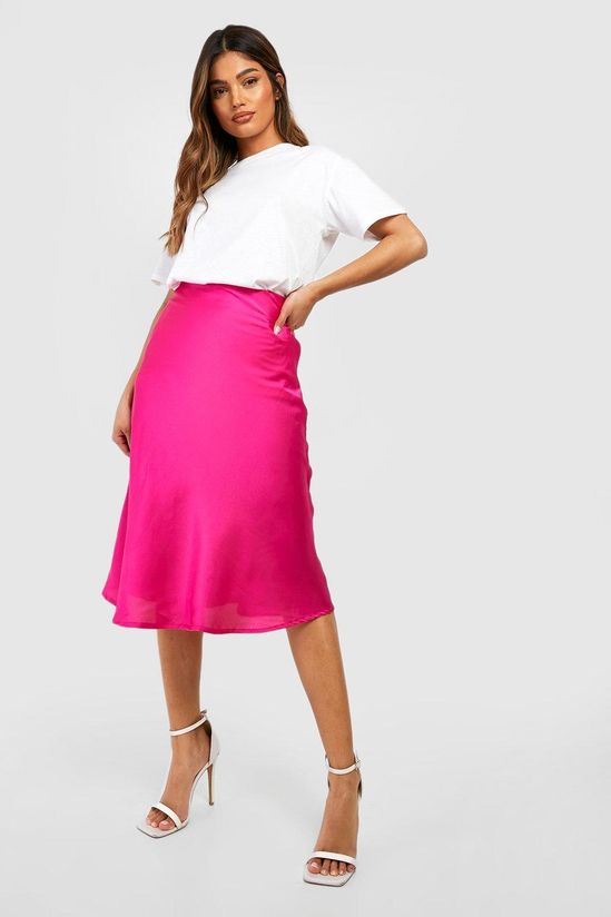 Satin Bias Midi Slip Skirt