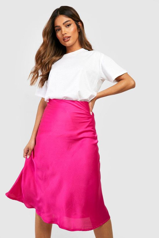 Satin Bias Midi Slip Skirt