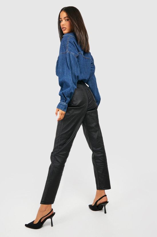 Coated High Waisted Mom Jeans