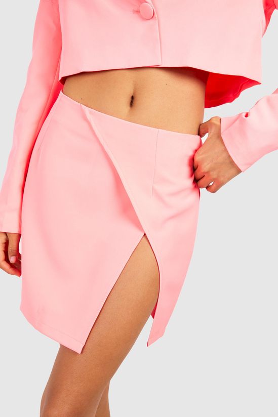 Neon Thigh Split Mini Skirt