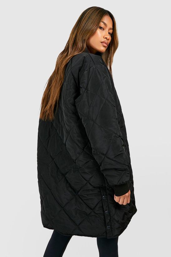 Longline Quilted Bomber Jacket