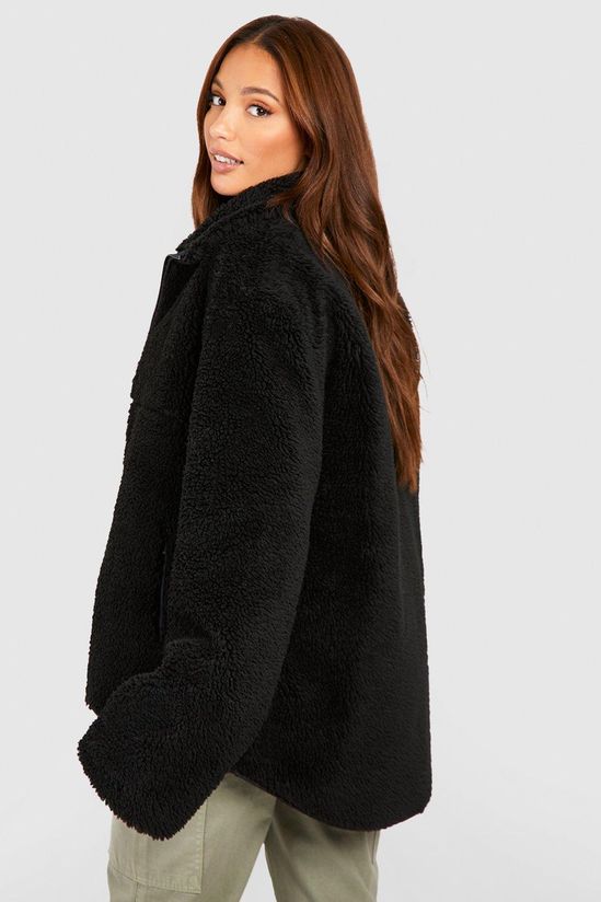 Tall Zip Detail Oversized Faux Fur Teddy Jacket