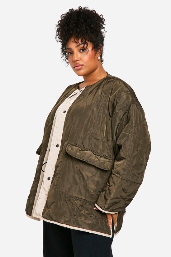 Plus Quilt Detail Oversized Jacket