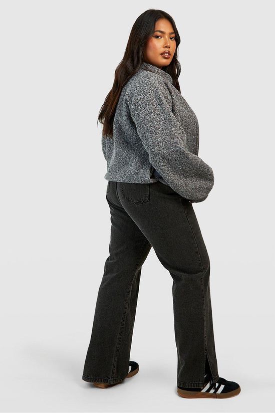 Plus Basics High Waisted Split Hem Straight Leg Jeans