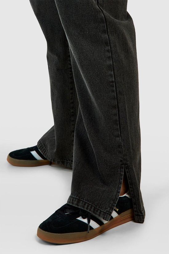 Plus Basics High Waisted Split Hem Straight Leg Jeans