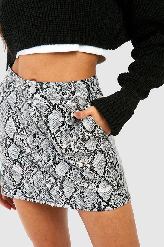 Snake Leather Look Mini Skirt