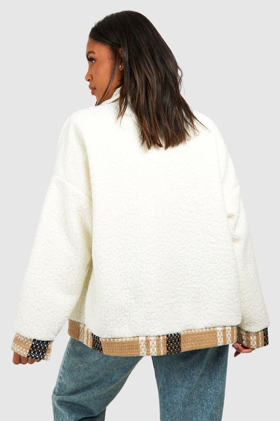 Plus Teddy Fur Contrast Pocket Jacket