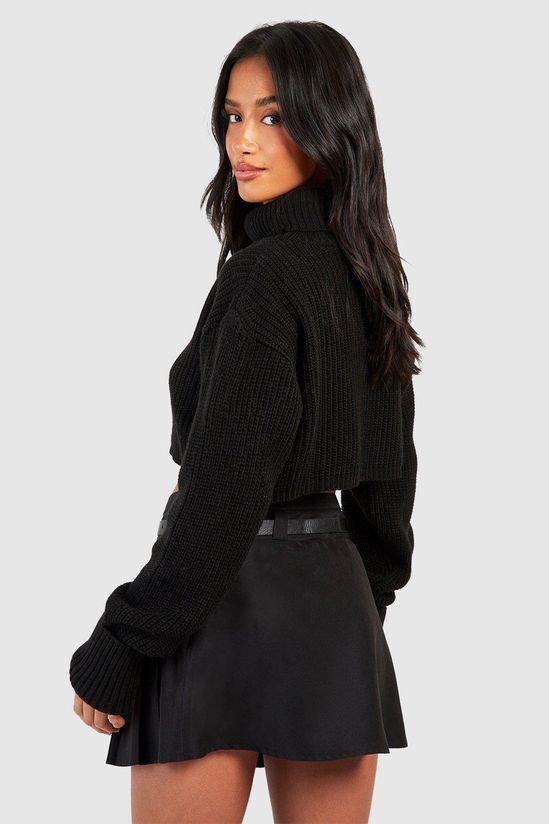 Petite Belt Detail Pleated Woven Mini Skirt