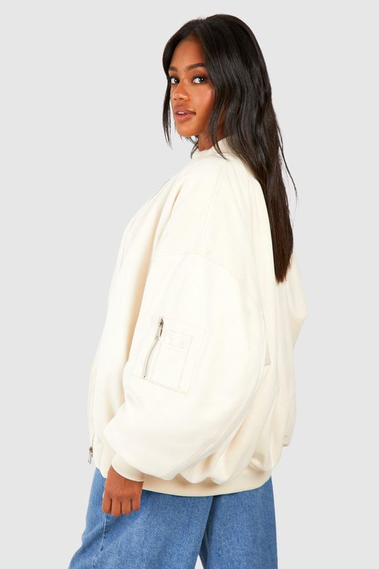 Oversized Faux Suede Bomber Jacket