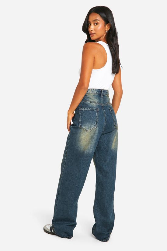 Petite Asymmetric Waistband Straight Leg Jeans