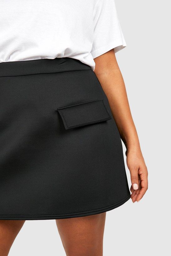 Plus Pocket Detail Scuba Mini Skirt