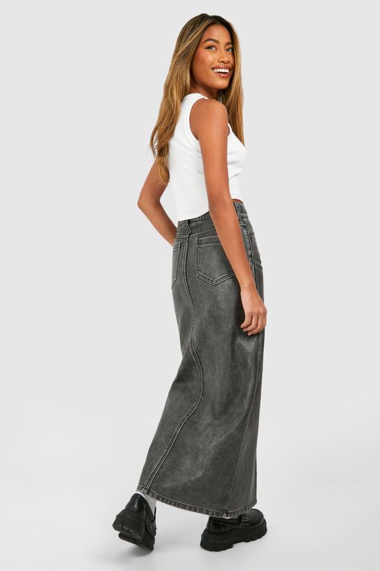 Vintage Look Faux Leather Maxi Skirt