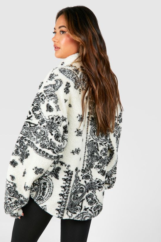 Bandana Print Teddy Jacket