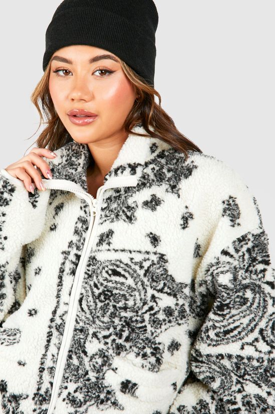 Bandana Print Teddy Jacket