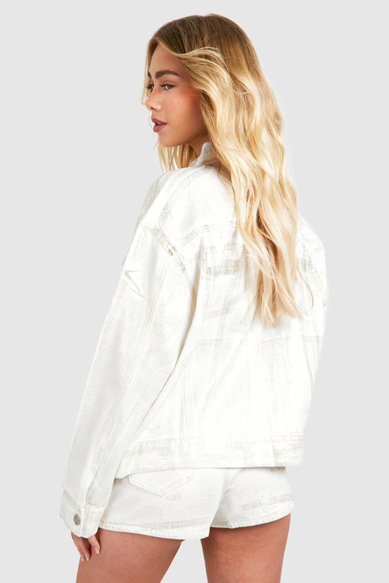 Gold Coated Metallic Oversized Denim Jacket