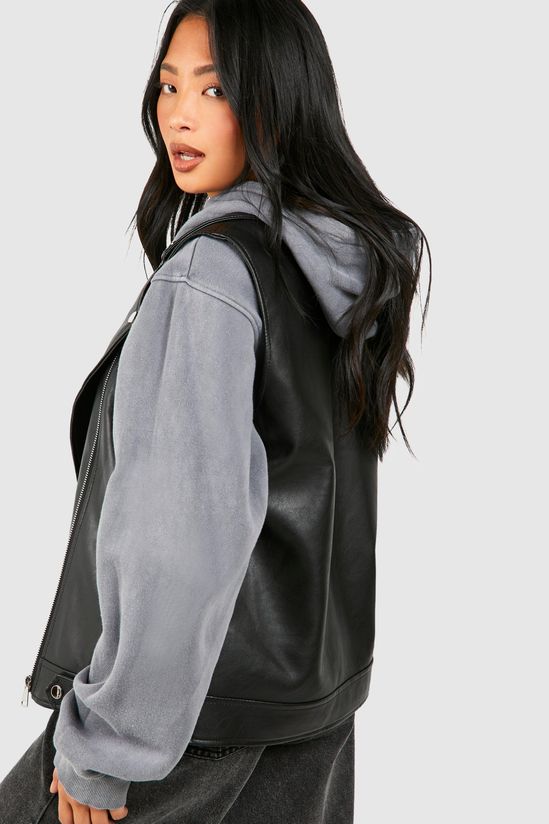Petite Faux Leather Sleeveless Biker Jacket