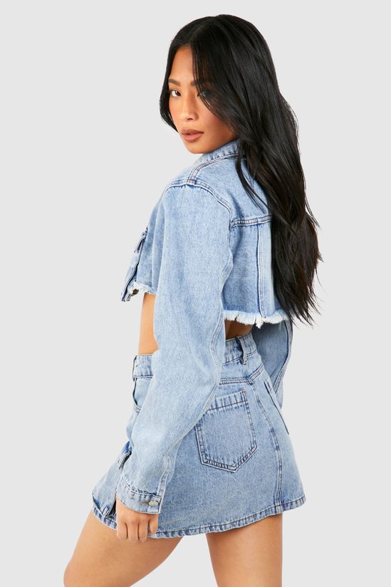 Petite Acid Wash Cargo Mini Skirt