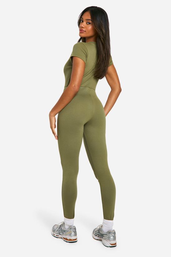 Basic Cap Sleeve Rib Unitard Jumpsuit