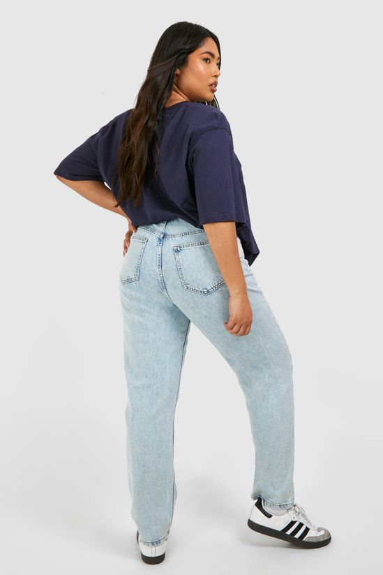 Plus Light Acid Wash Mom Jeans