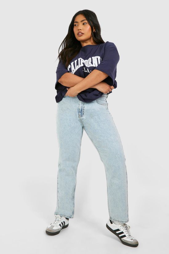 Plus Light Acid Wash Mom Jeans