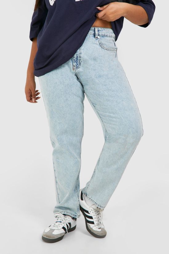 Plus Light Acid Wash Mom Jeans