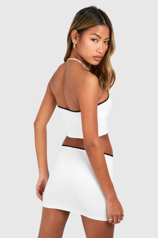 Bengaline Side Split Bow Mini Skirt