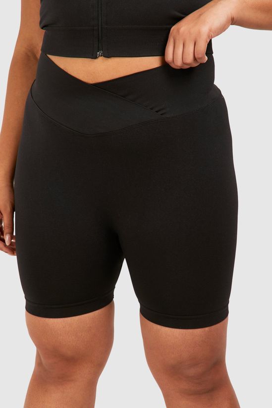 Plus Wrap Over Waistband Seamless Shorts