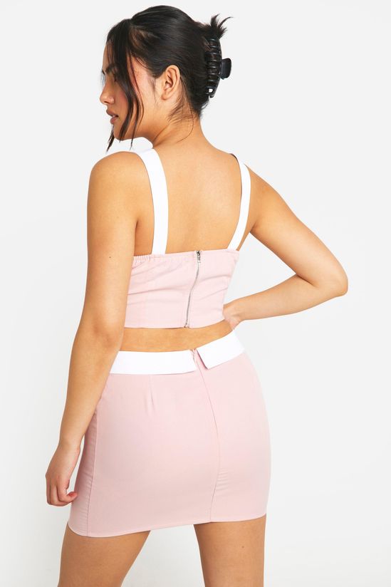 Contrast Waistband Flower Detail Mini Skirt