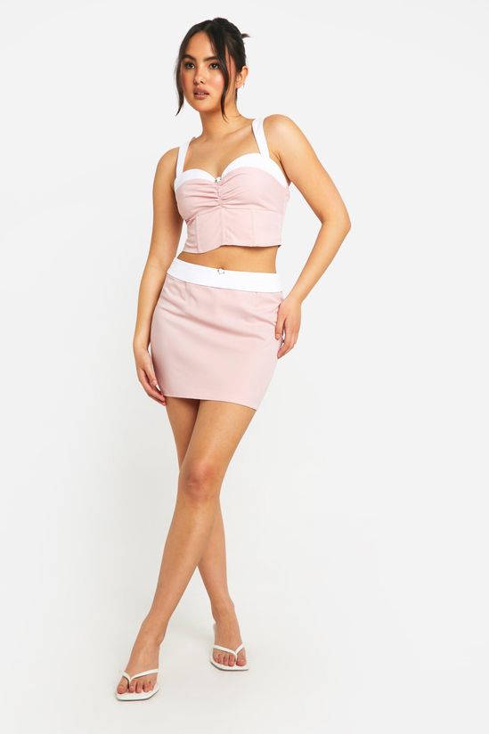 Contrast Waistband Flower Detail Mini Skirt