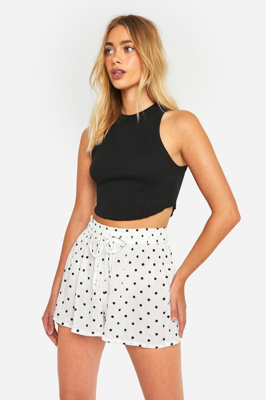 Polka Dot Cheesecloth Belted Mini Skirt