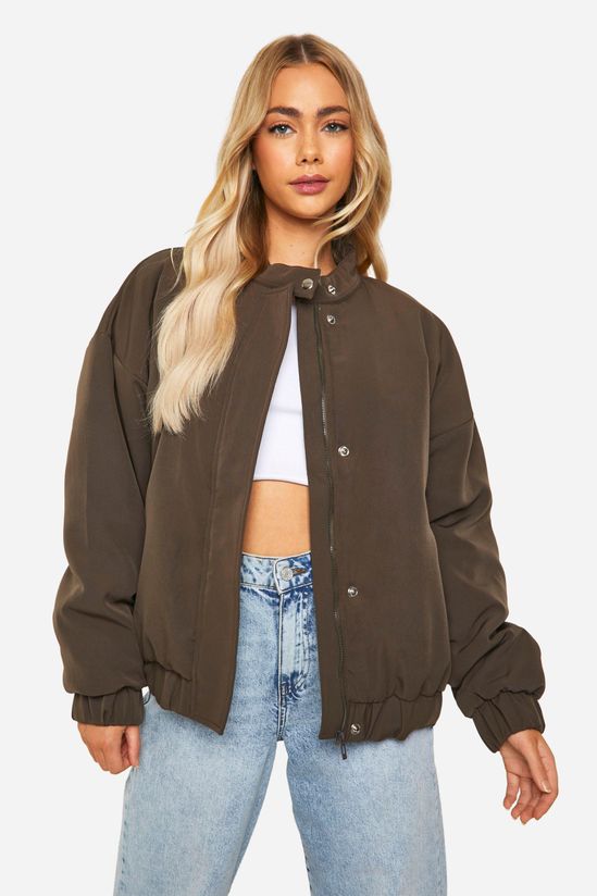 Oversized Collar Detail Bomber Jacket