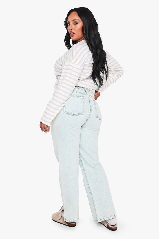 Plus Basics Split Hem Straight Leg Jeans