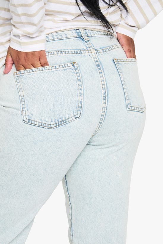 Plus Basics Split Hem Straight Leg Jeans