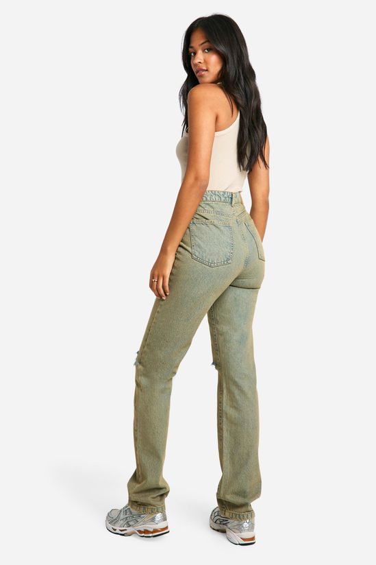 Tall Basics High Waisted Straight Leg Ripped Knee Jeans
