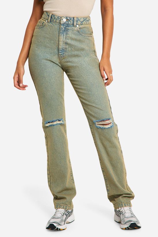Tall Basics High Waisted Straight Leg Ripped Knee Jeans