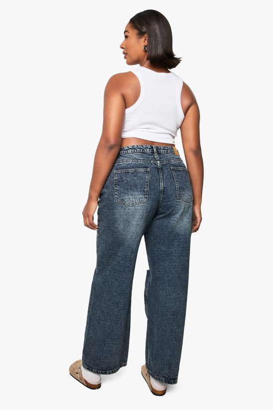 Plus Basics Ripped Knee Boyfriend Jeans