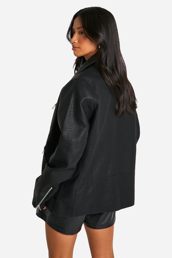 Petite Ultimate Oversized Faux Leather Biker Jacket