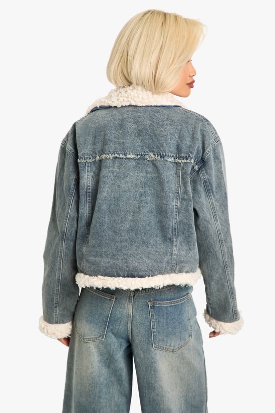 Teddy Trim Denim Jacket