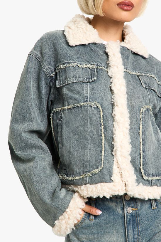 Teddy Trim Denim Jacket