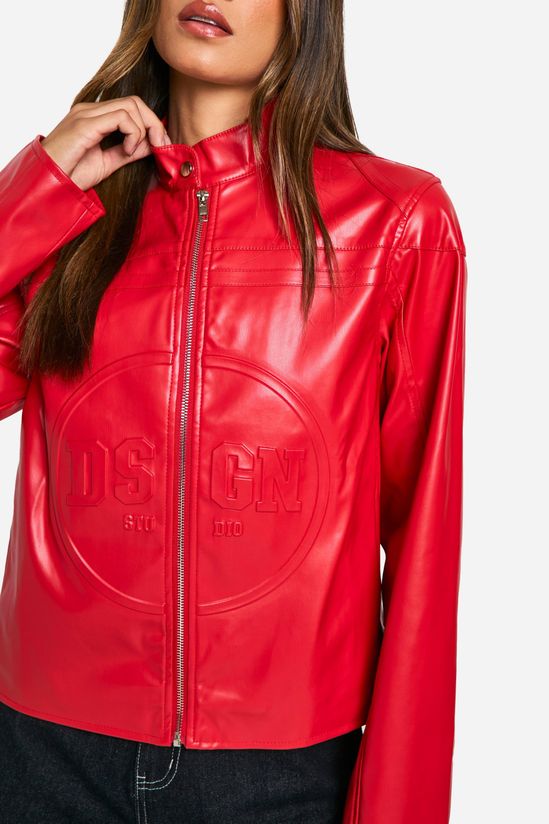 Tall Embossed Faux Leather Moto Jacket