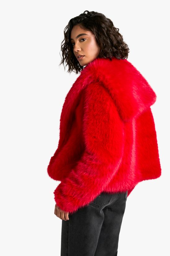 Tall Oversized Collar Faux Fur Jacket