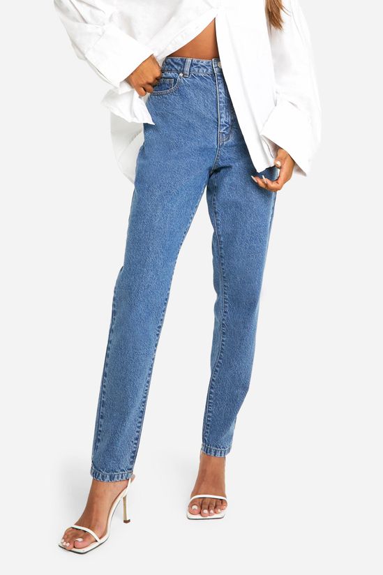 32 Inch Leg High Waisted Slim Fit Mom Jeans