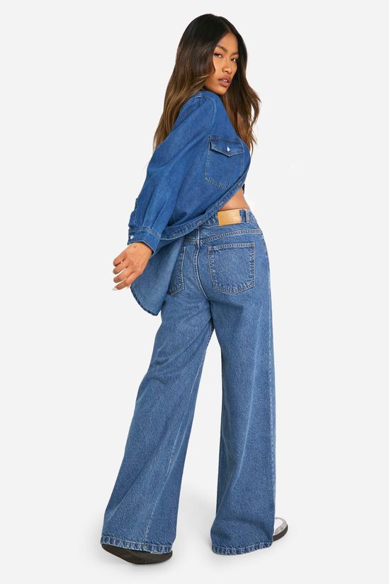 30 Inch Leg High Waisted Wide Leg Jeans in Vintage Blue