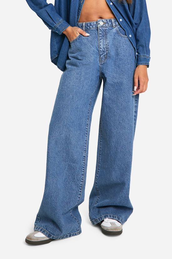 30 Inch Leg High Waisted Wide Leg Jeans in Vintage Blue