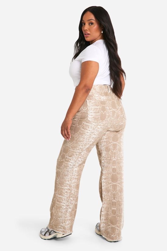 Plus Croc Print Denim Wide Leg Jean