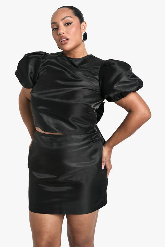 Plus Taffeta Mini Skirt