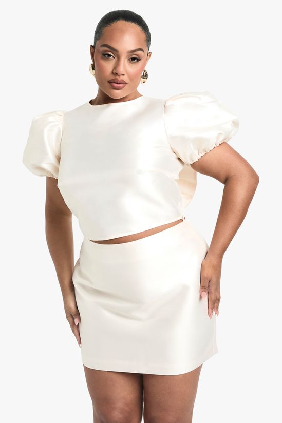 Plus Taffeta Mini Skirt