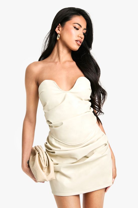 Pu Ruched Mini Skirt