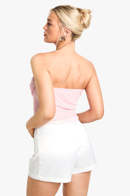 Hot Fix Diamante Mesh Corset Top